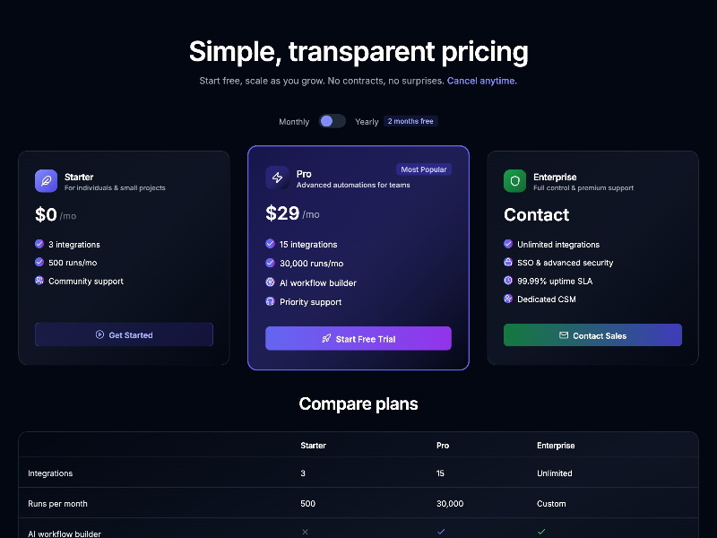 Preview for Pricing Cards with Billing Toggle