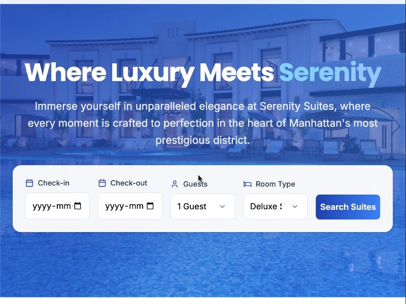 Preview for Hotel Booking Navigation and Hero UI