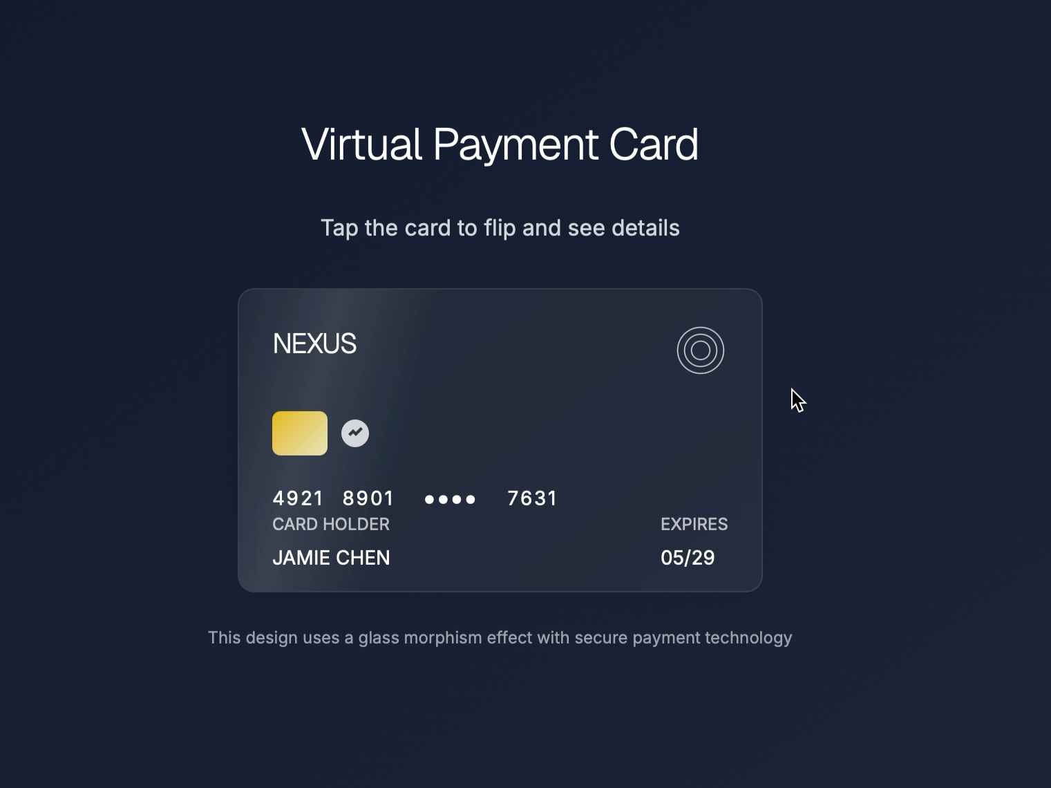 Preview for Interactive Virtual Payment Card UI