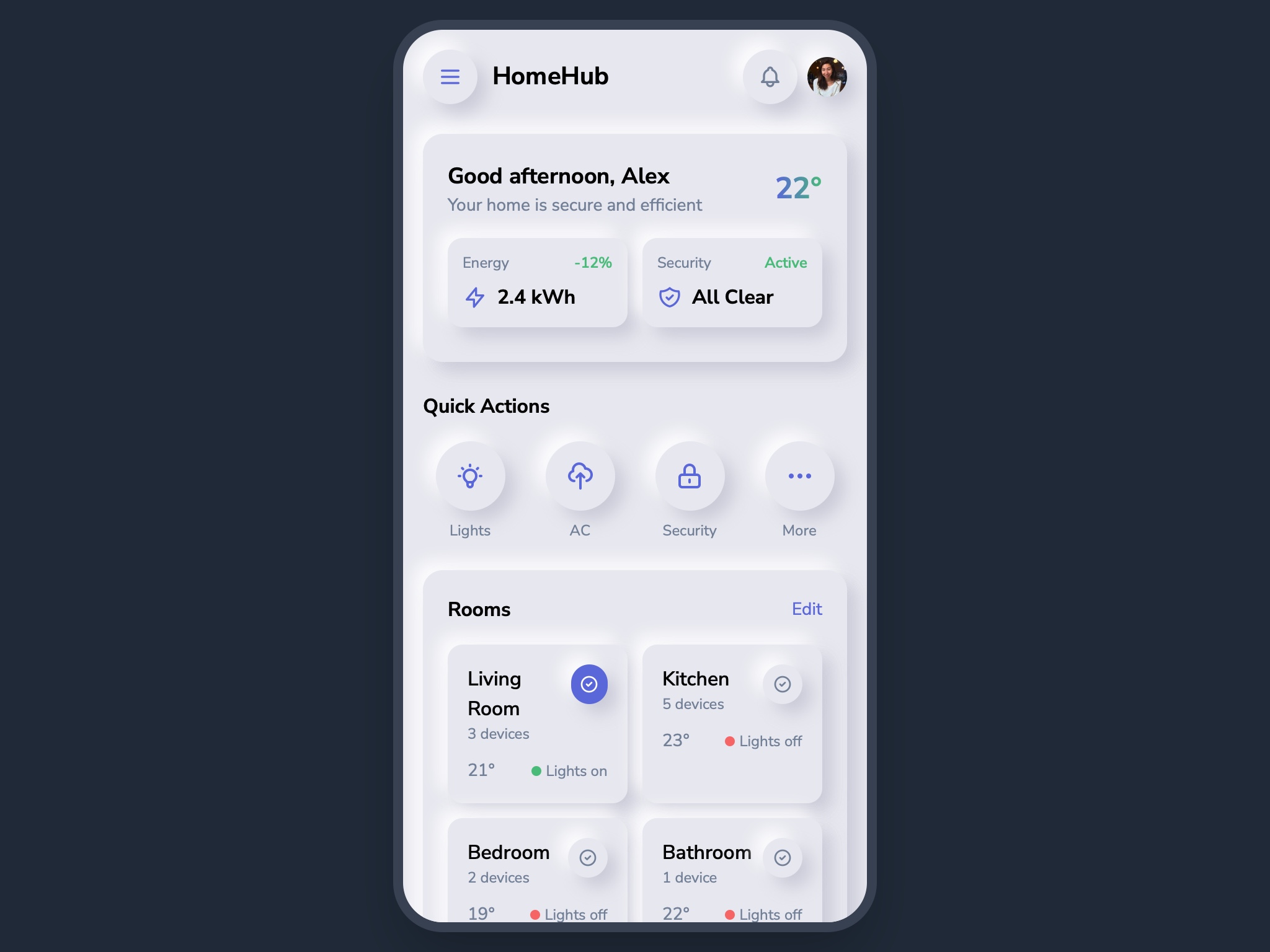 Preview for Smart Home Control Dashboard