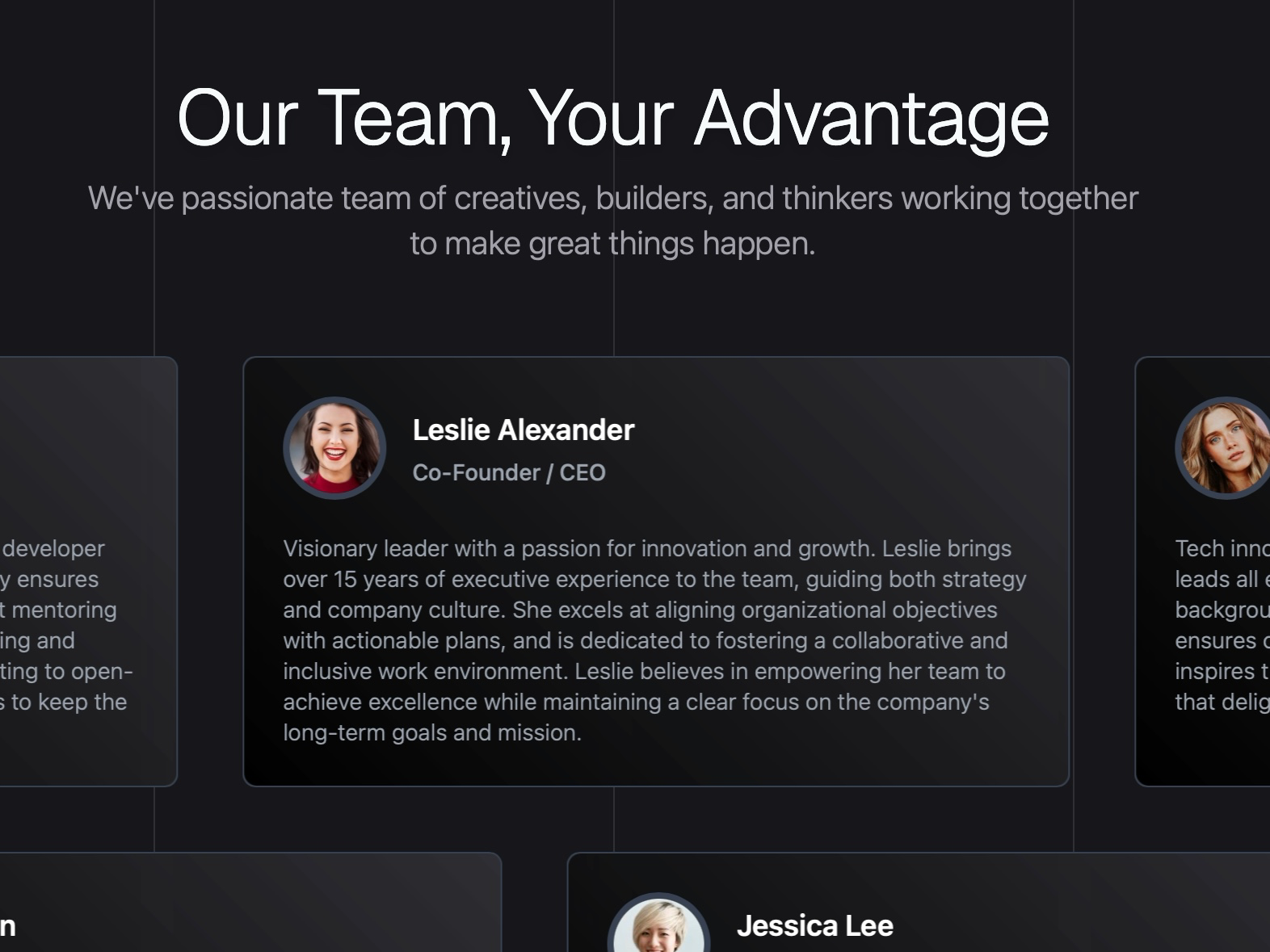 Preview for Team Member Profile Cards UI