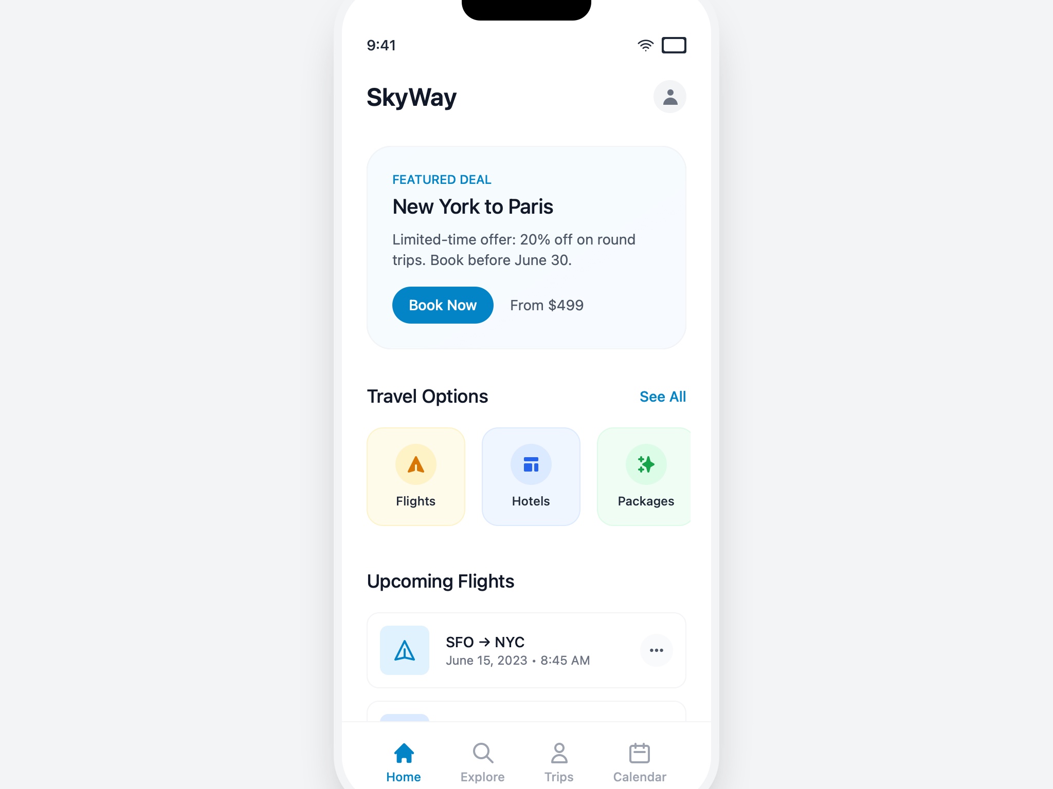 Preview for Mobile Flight Booking Interface