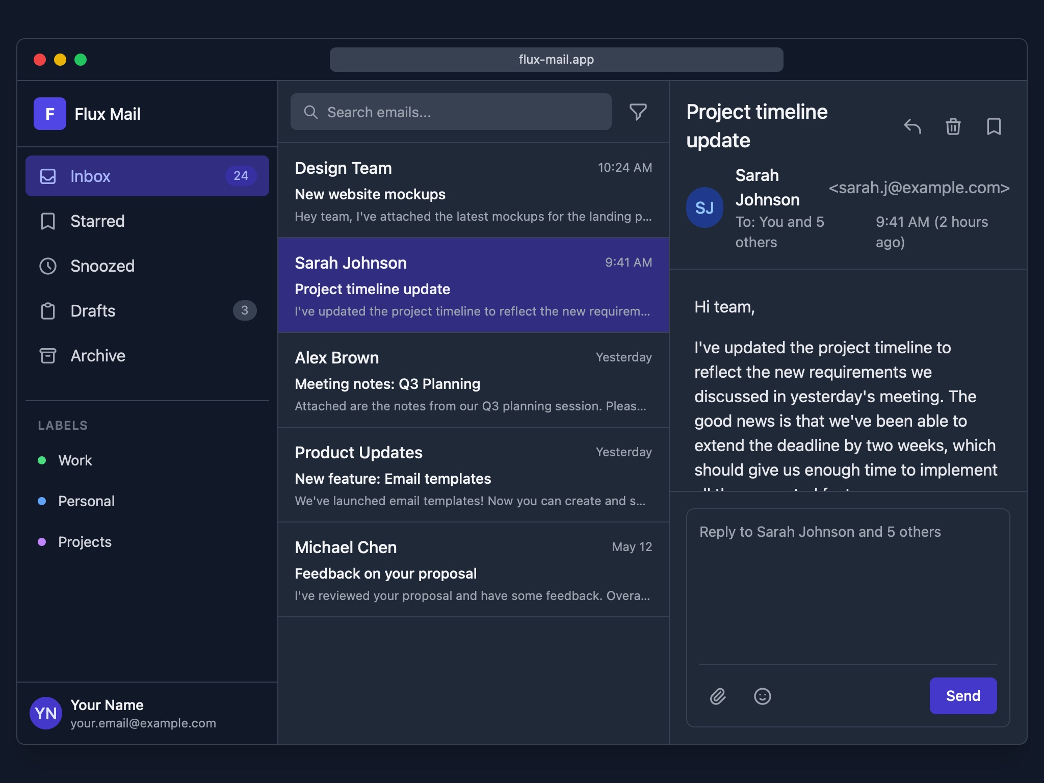 Preview for Email Client Interface Layout