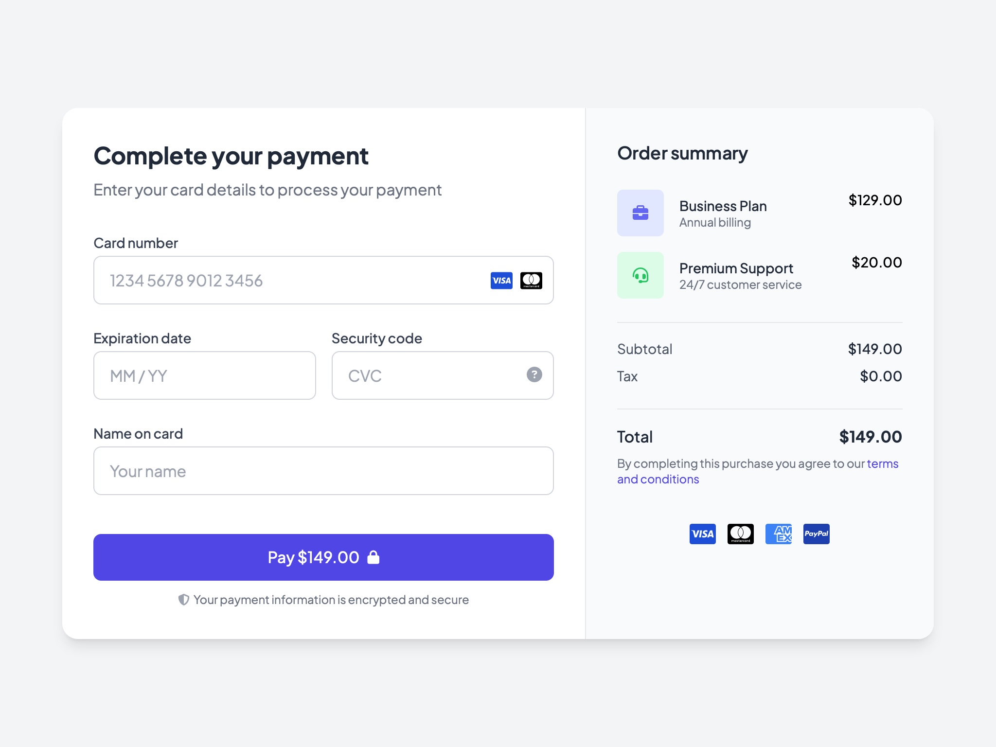 Preview for Payment Processing and Order Summary UI