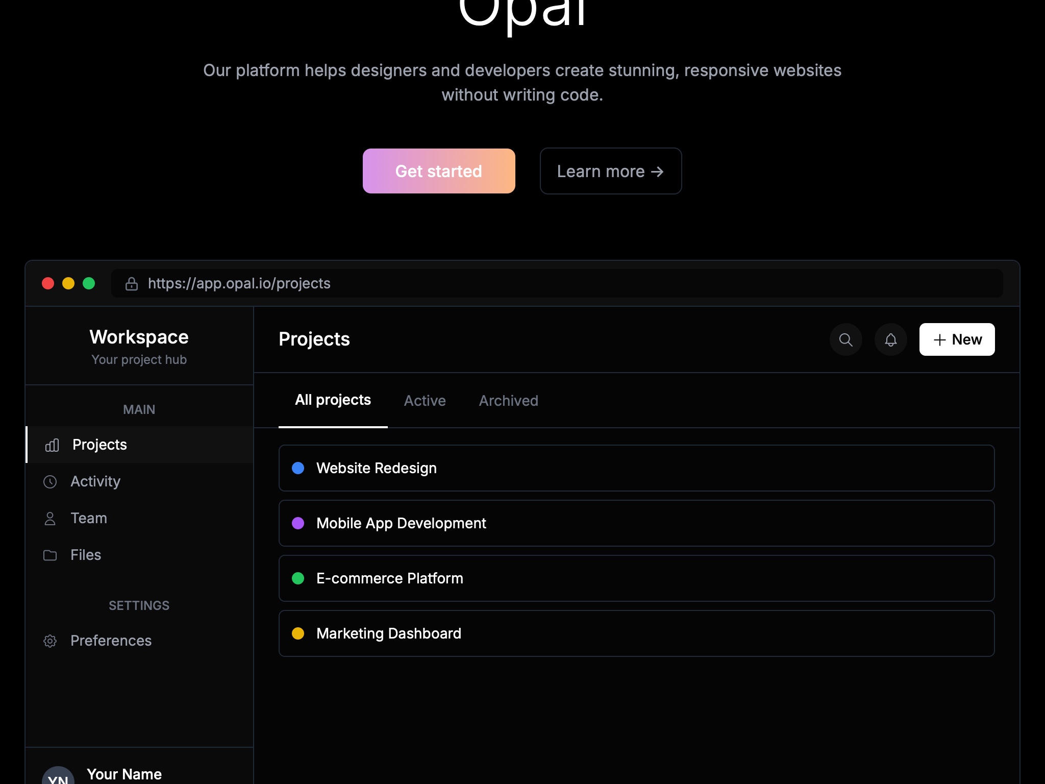 Preview for Website Builder Dashboard UI