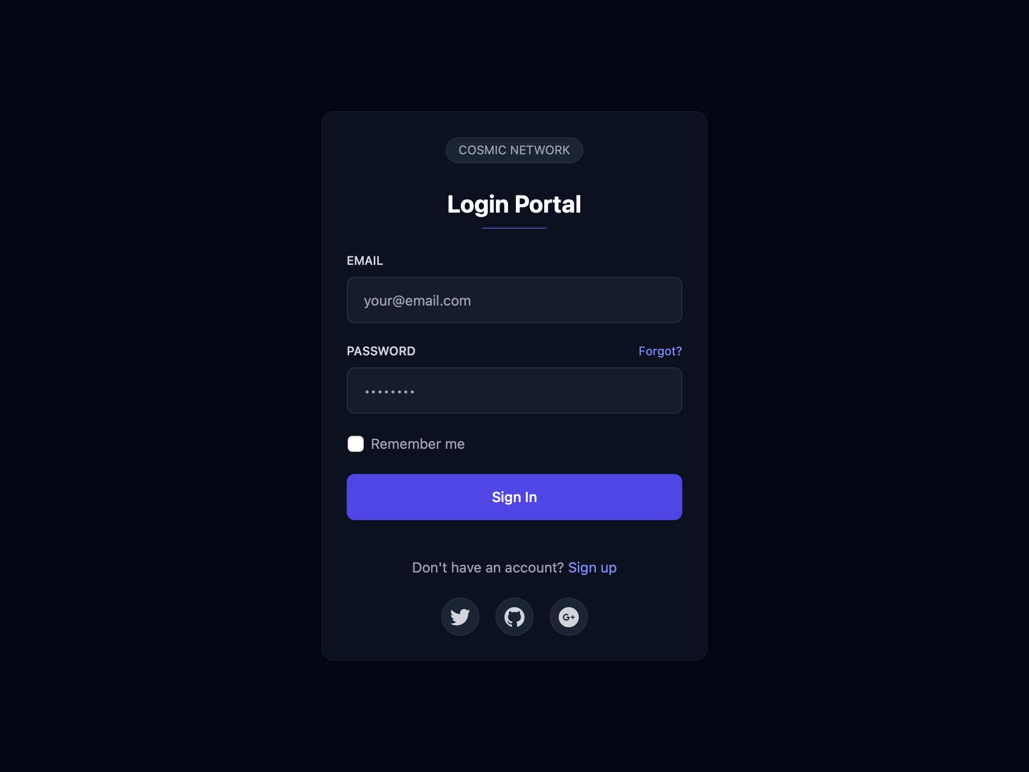 Preview for Login Portal with Meteor Animation