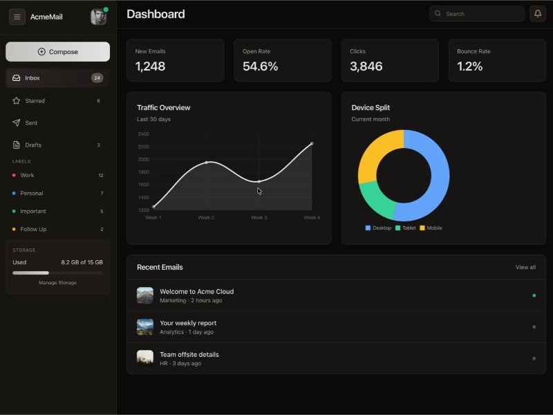 Preview for Email Client Sidebar Navigation