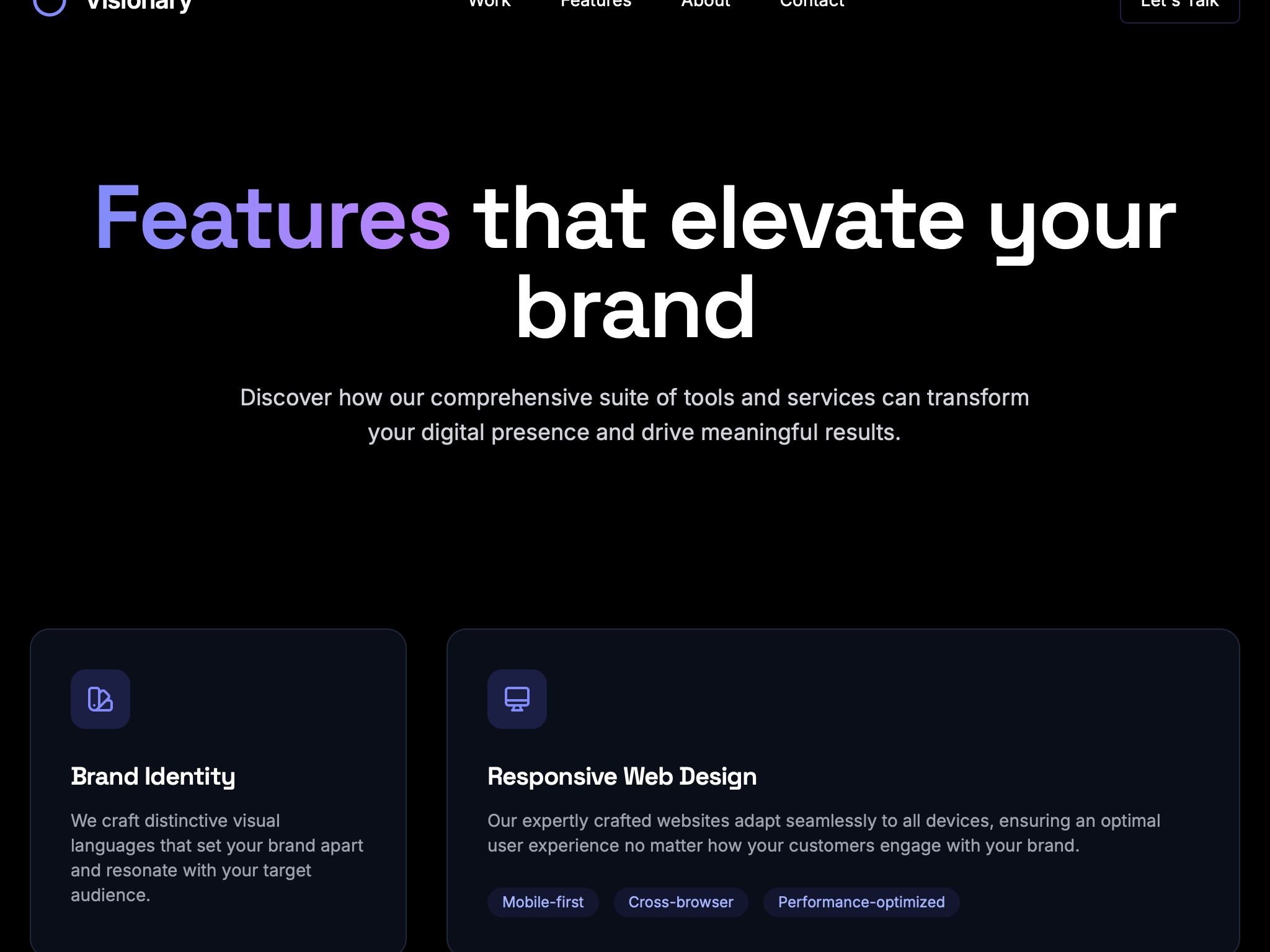 Preview for Digital Agency Features Layout