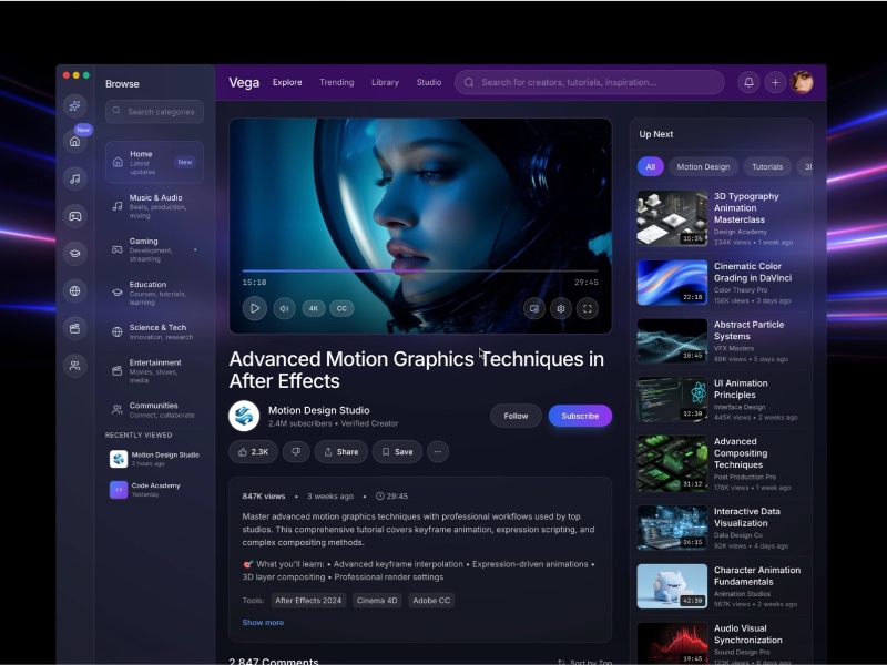 Preview for Vega Creative Platform Landing Page Template
