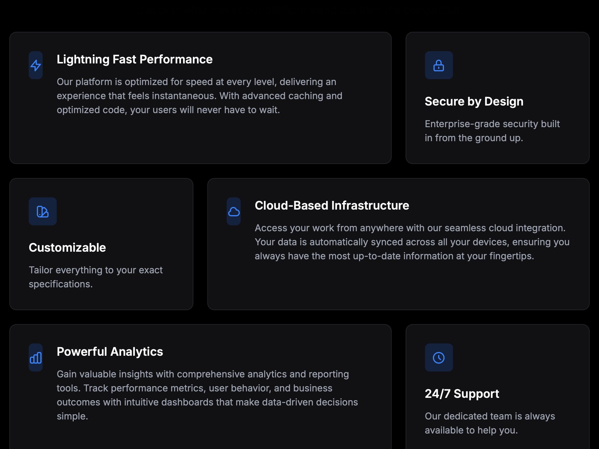 Preview for Features Grid with Interactive Cards