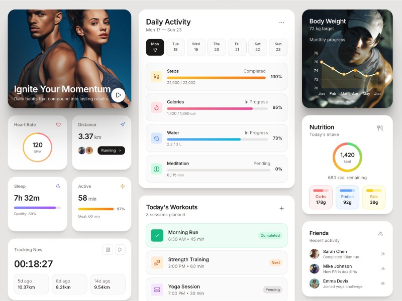 Preview for Activity Dashboard with Stats Cards