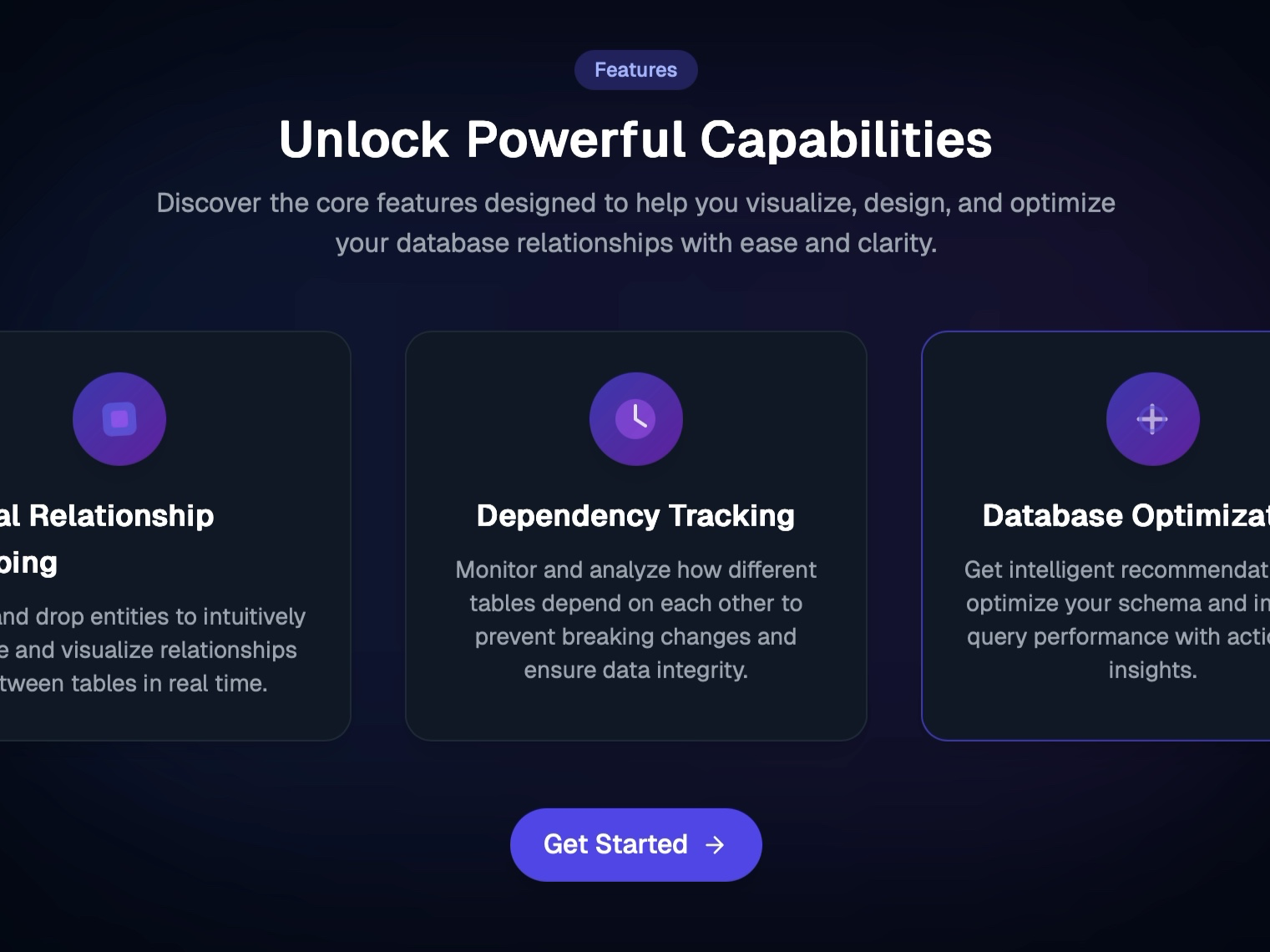 Preview for Database Features Overview UI