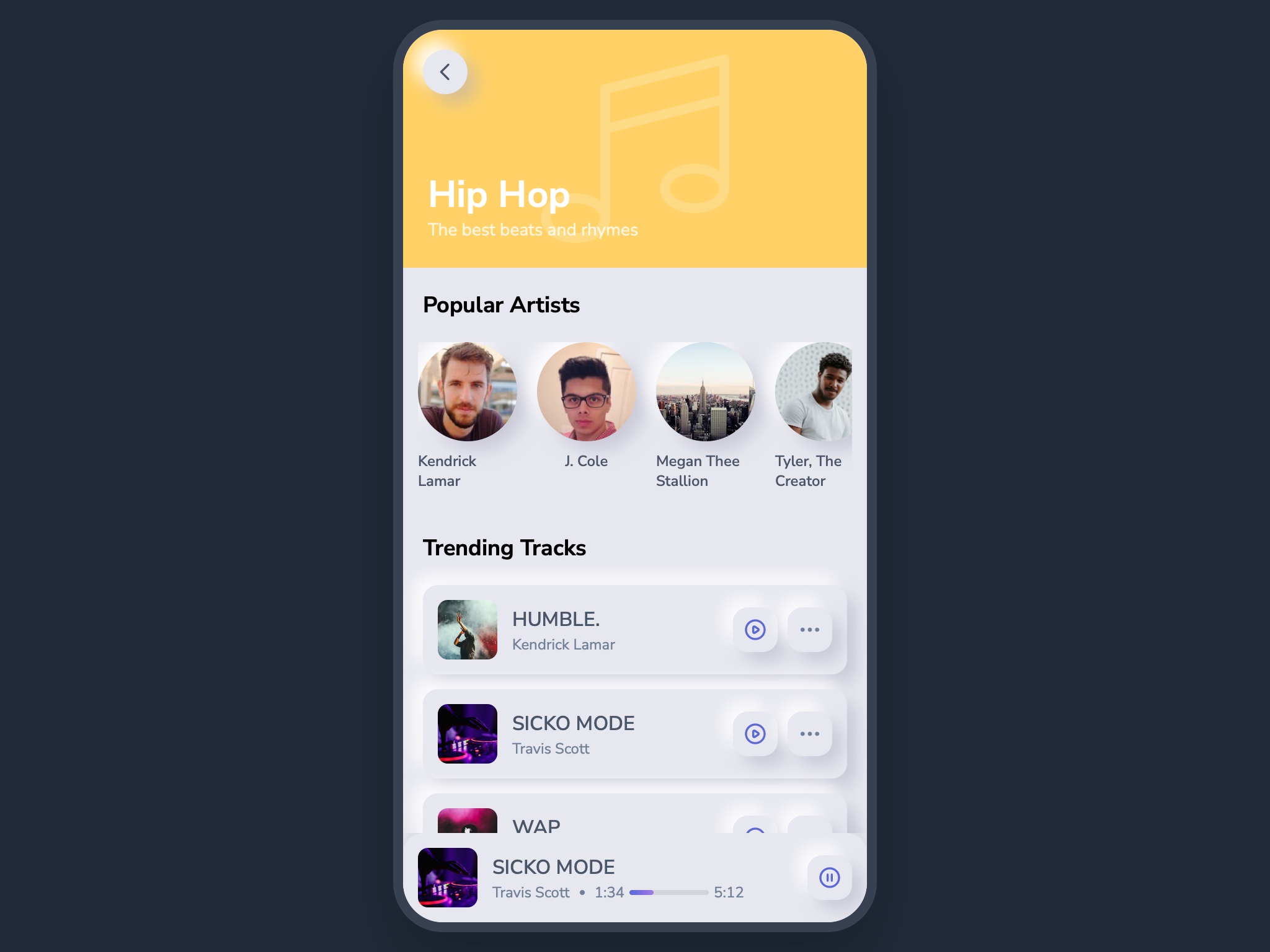 Preview for Hip Hop Music Exploration UI