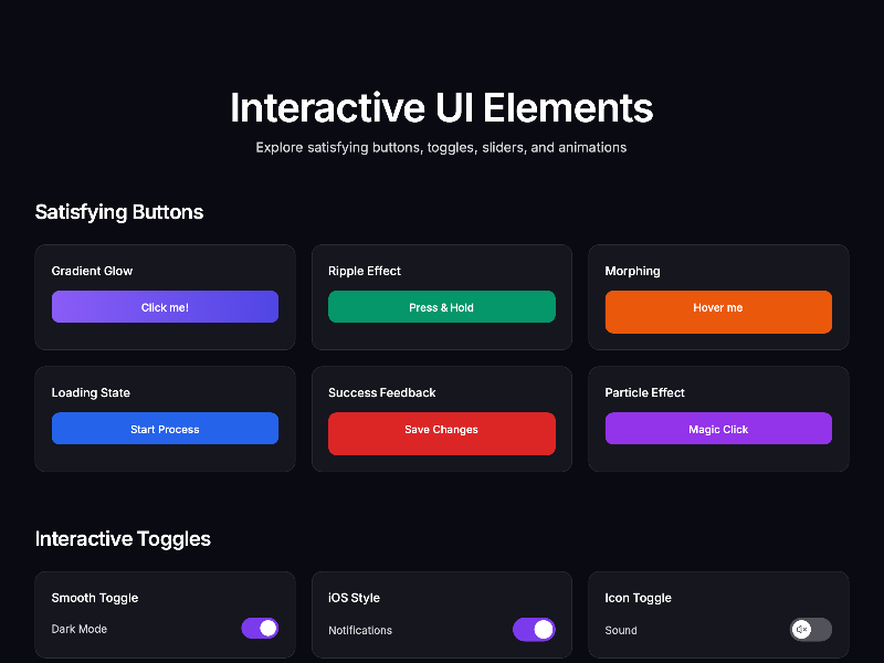 Preview for UI Components and Interactive Elements