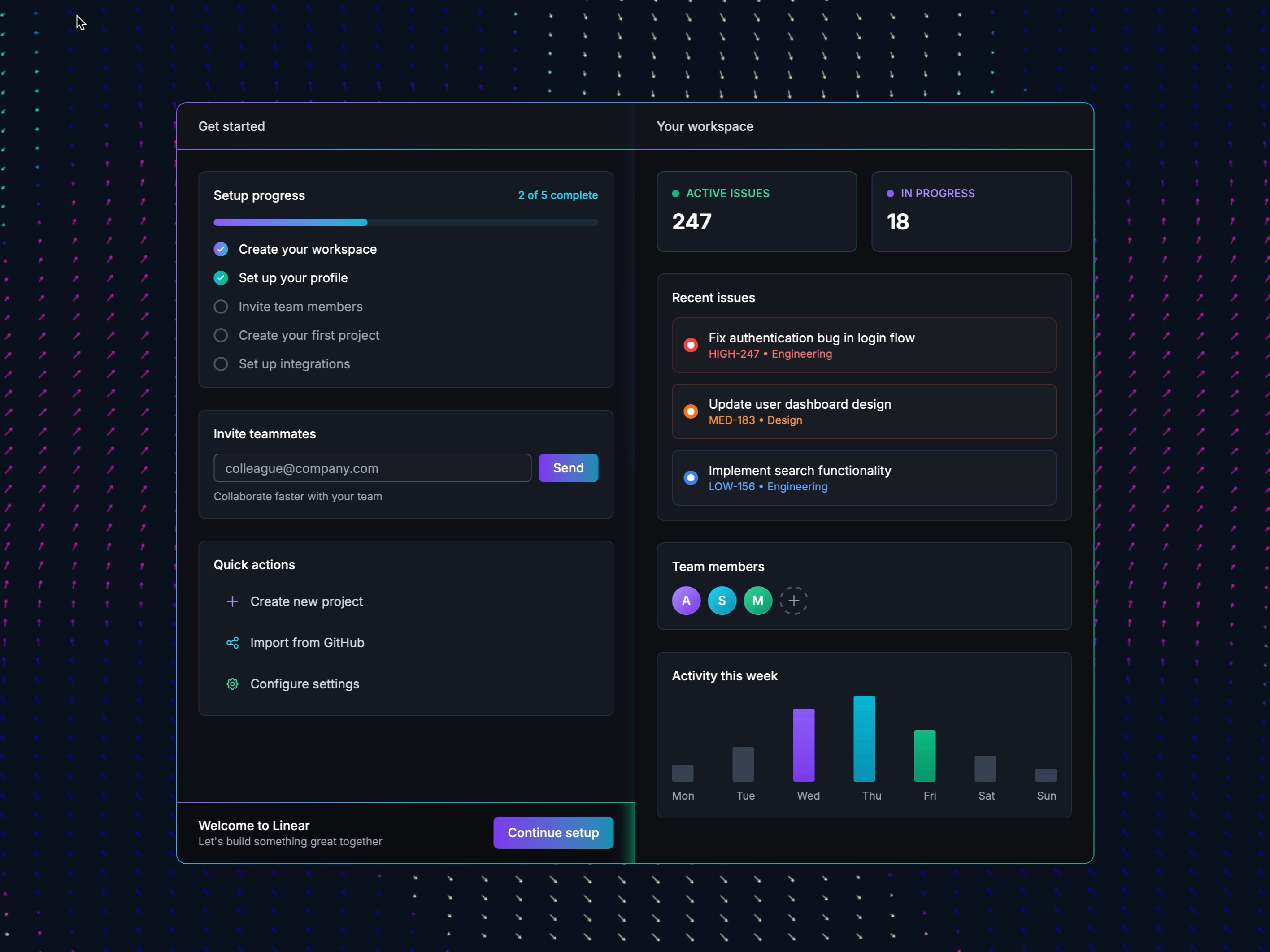 Preview for Onboarding Progress and Team Invite UI
