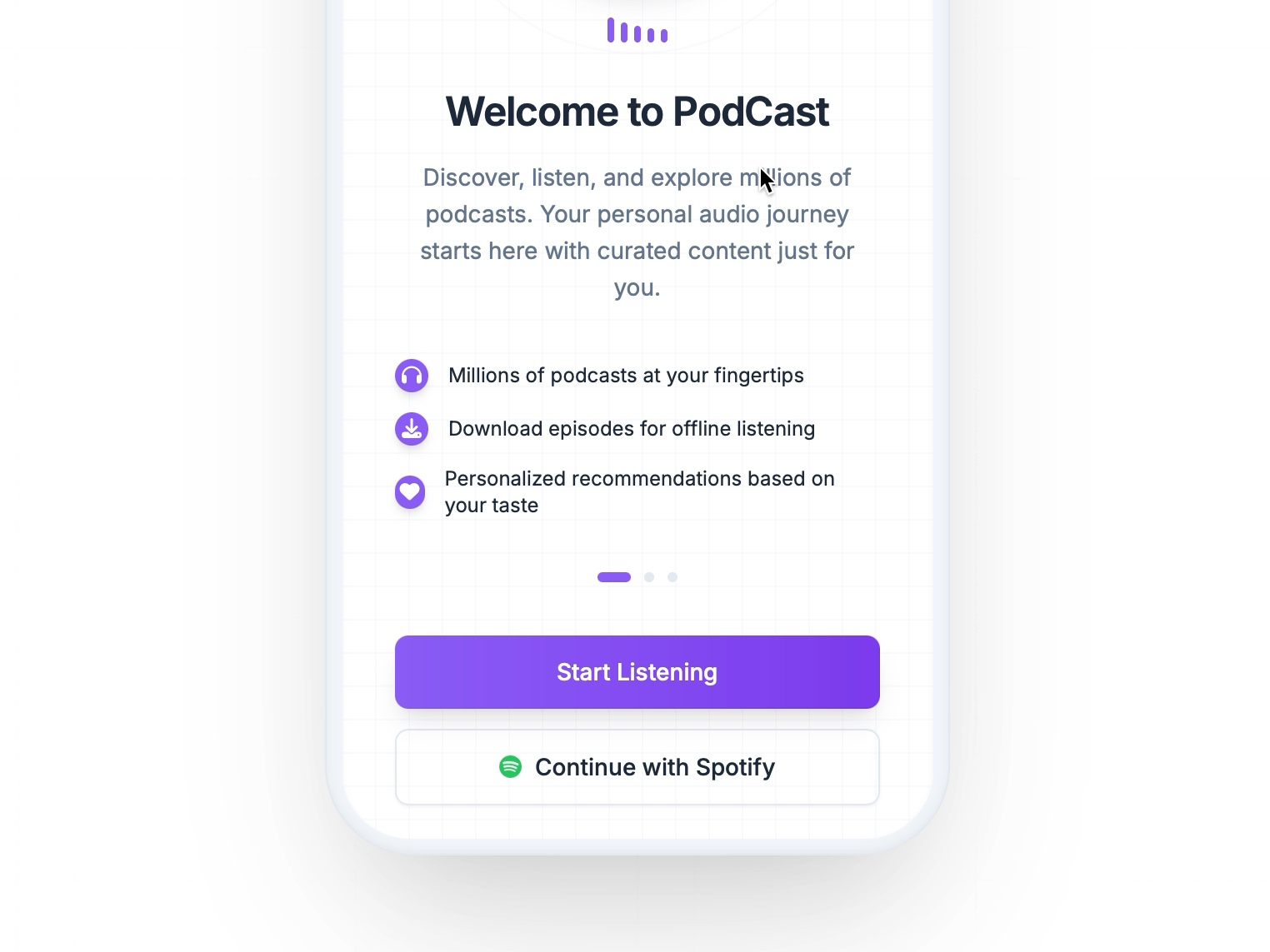 Preview for Mobile Onboarding Interface Layout