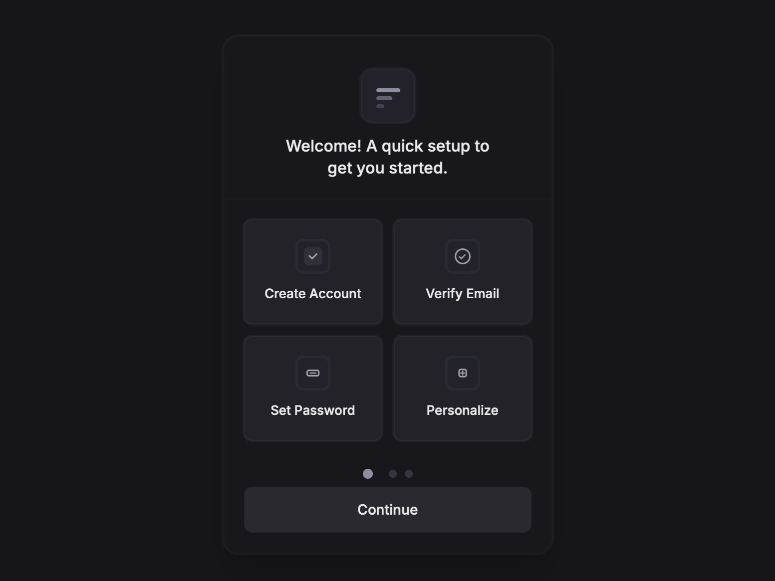 Preview for Onboarding Setup 2x2 Grid