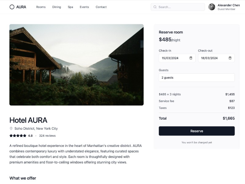 Preview for Hotel Booking Interface