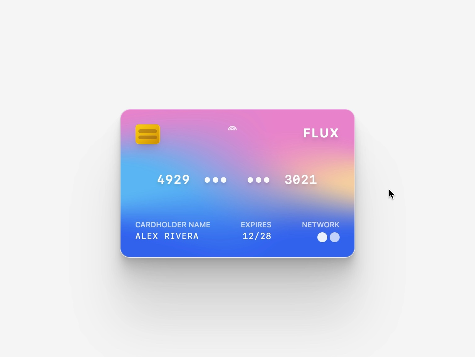 Preview for Credit Card UI with Shader Background