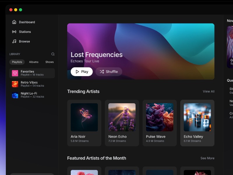 Preview for Music Streaming Dashboard UI