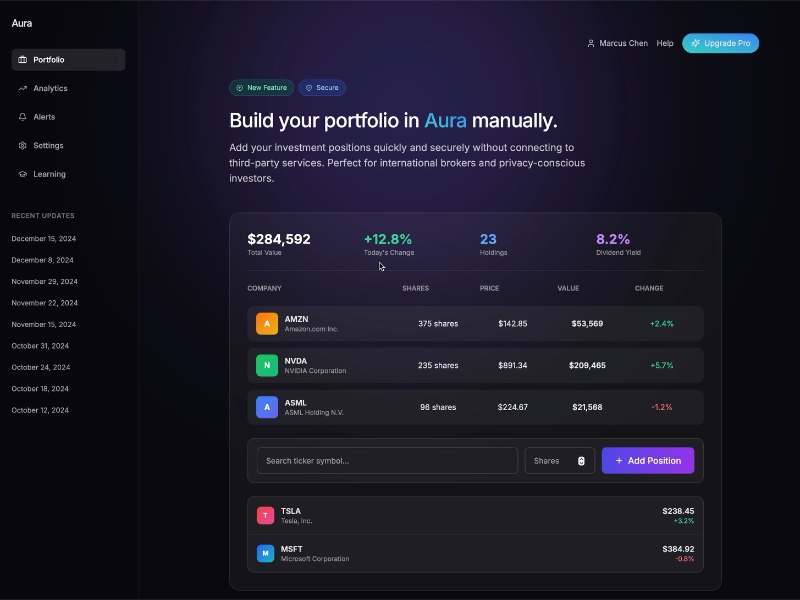 Preview for Portfolio Manual Entry Interface