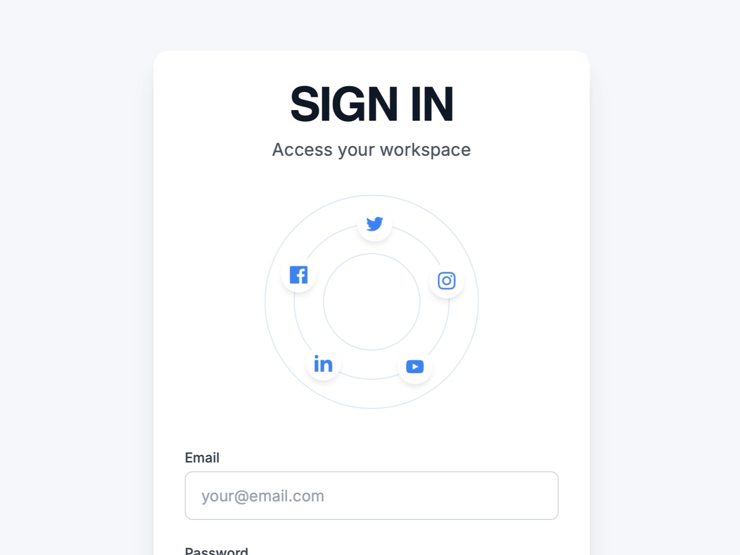 Preview for Orbiting Social Media Login UI