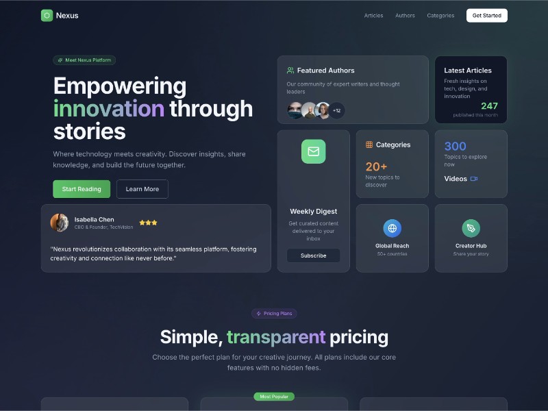 Preview for Content Platform with Story Focus