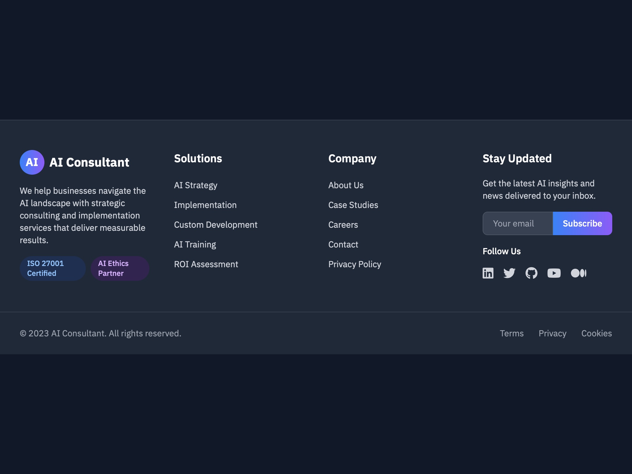 Preview for Footer with AI Consulting Links