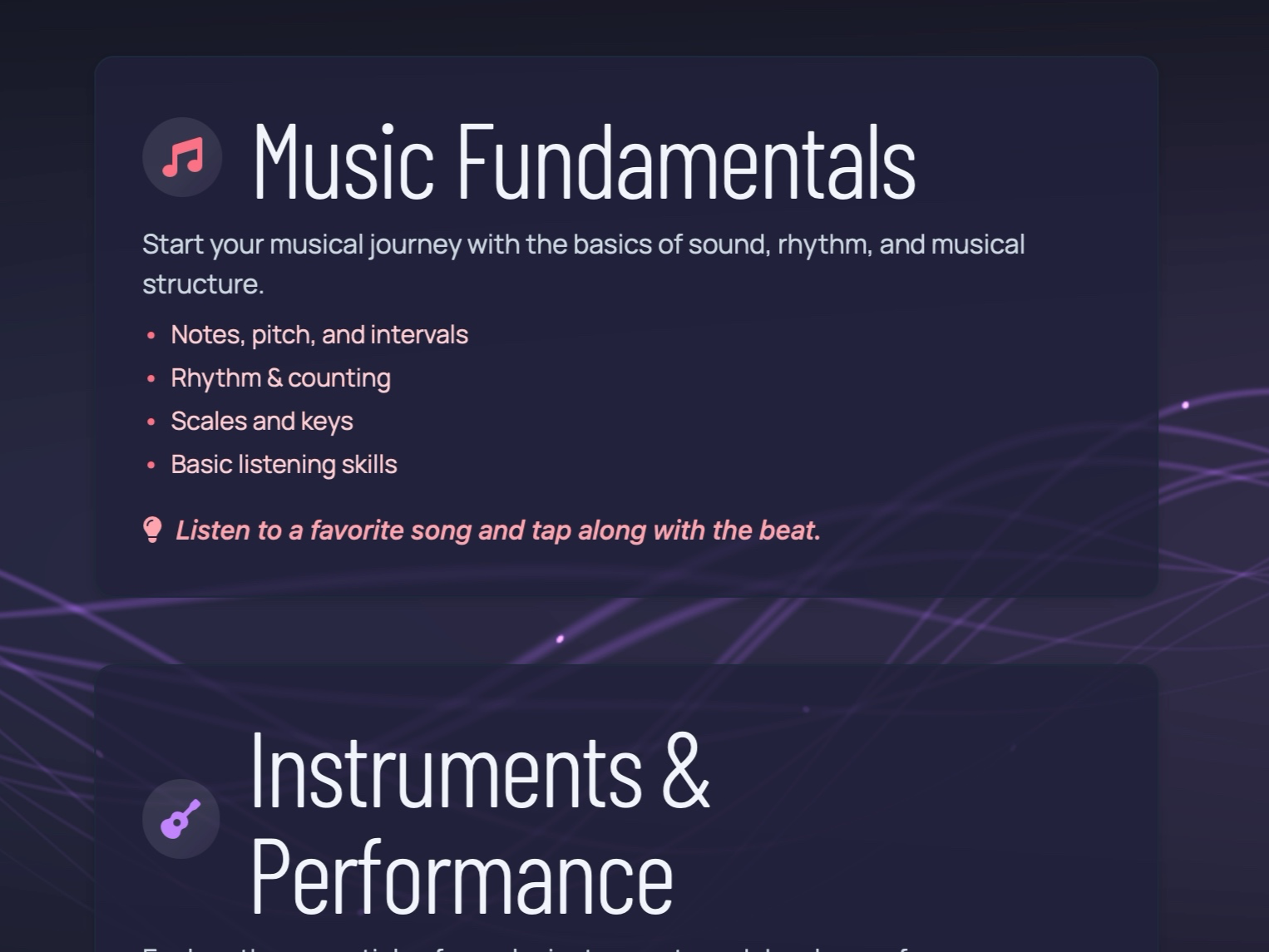 Preview for Music Course Overview Layout