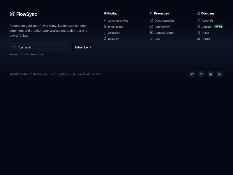 Preview for Website Footer with Newsletter Signup