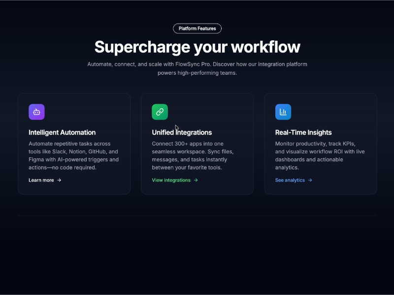 Preview for Platform Features Section UI