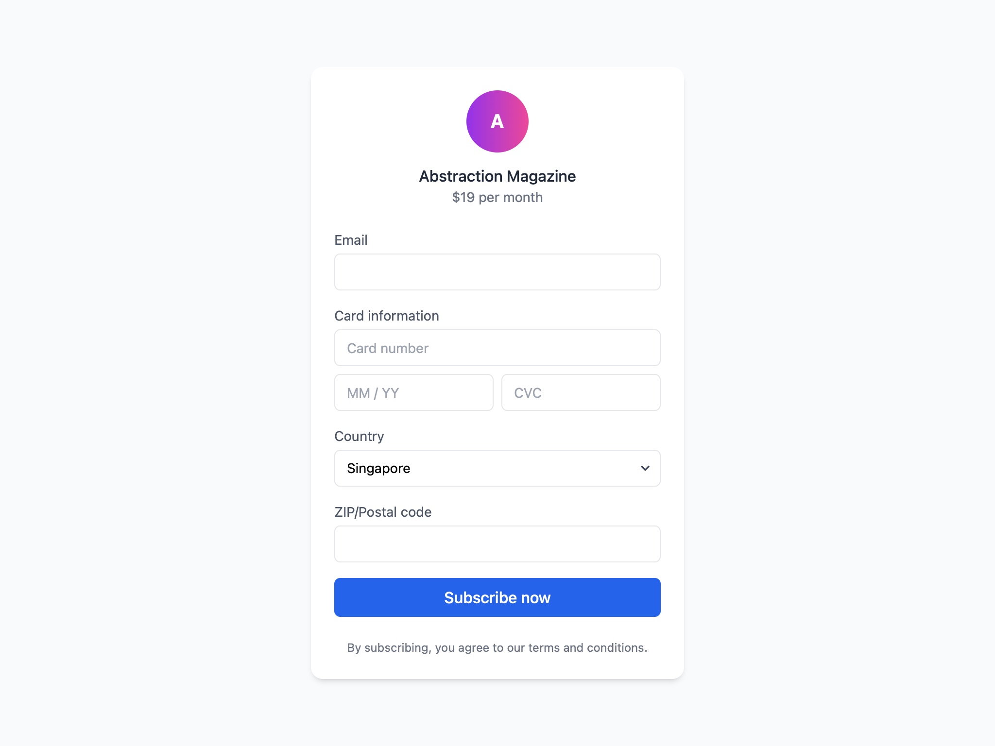Preview for Subscription Payment Form UI