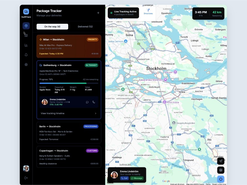 Preview for Package Tracking Dashboard UI