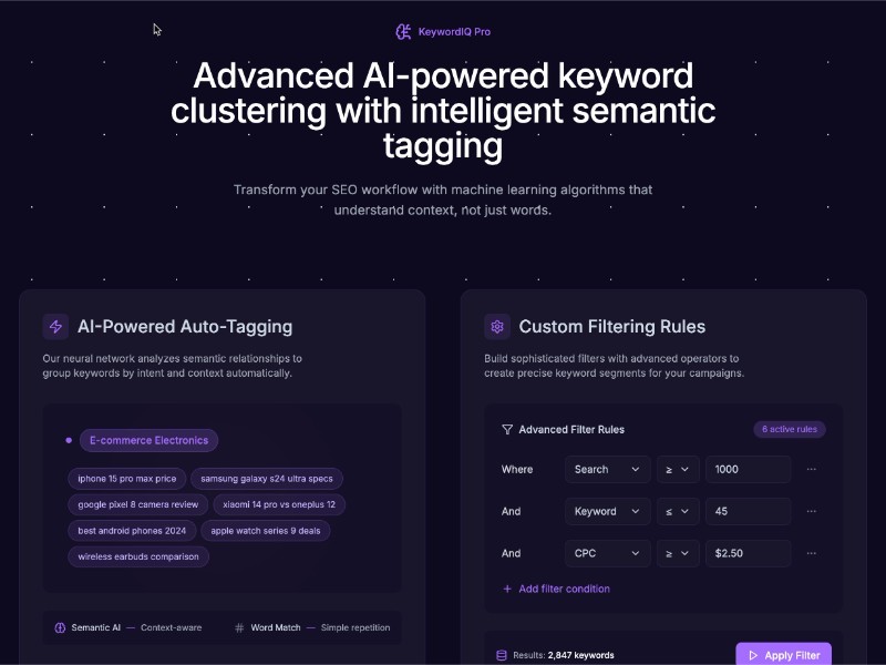 Preview for AI-Powered Keyword Clustering UI