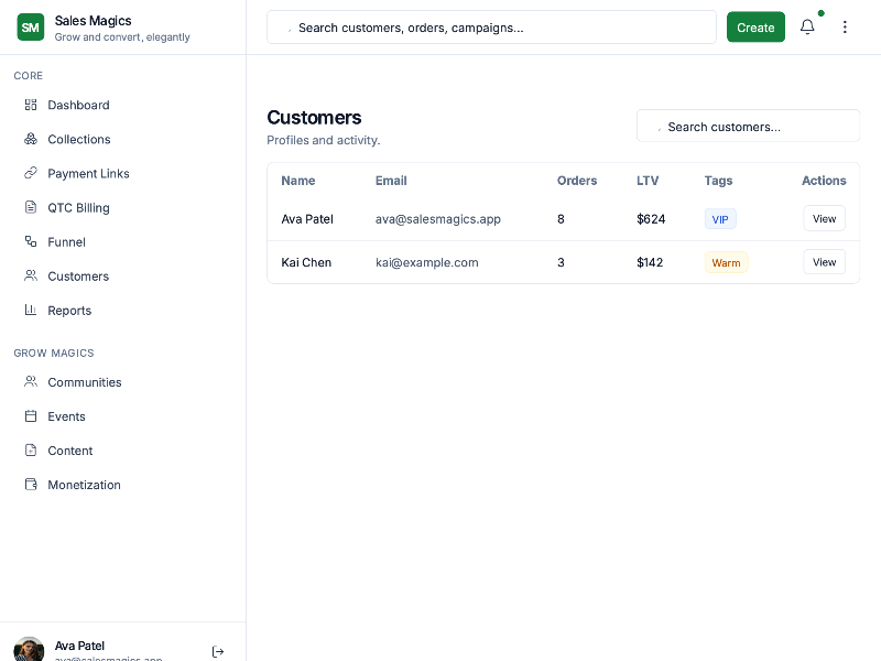 Preview for Sales Dashboard Navigation UI v4