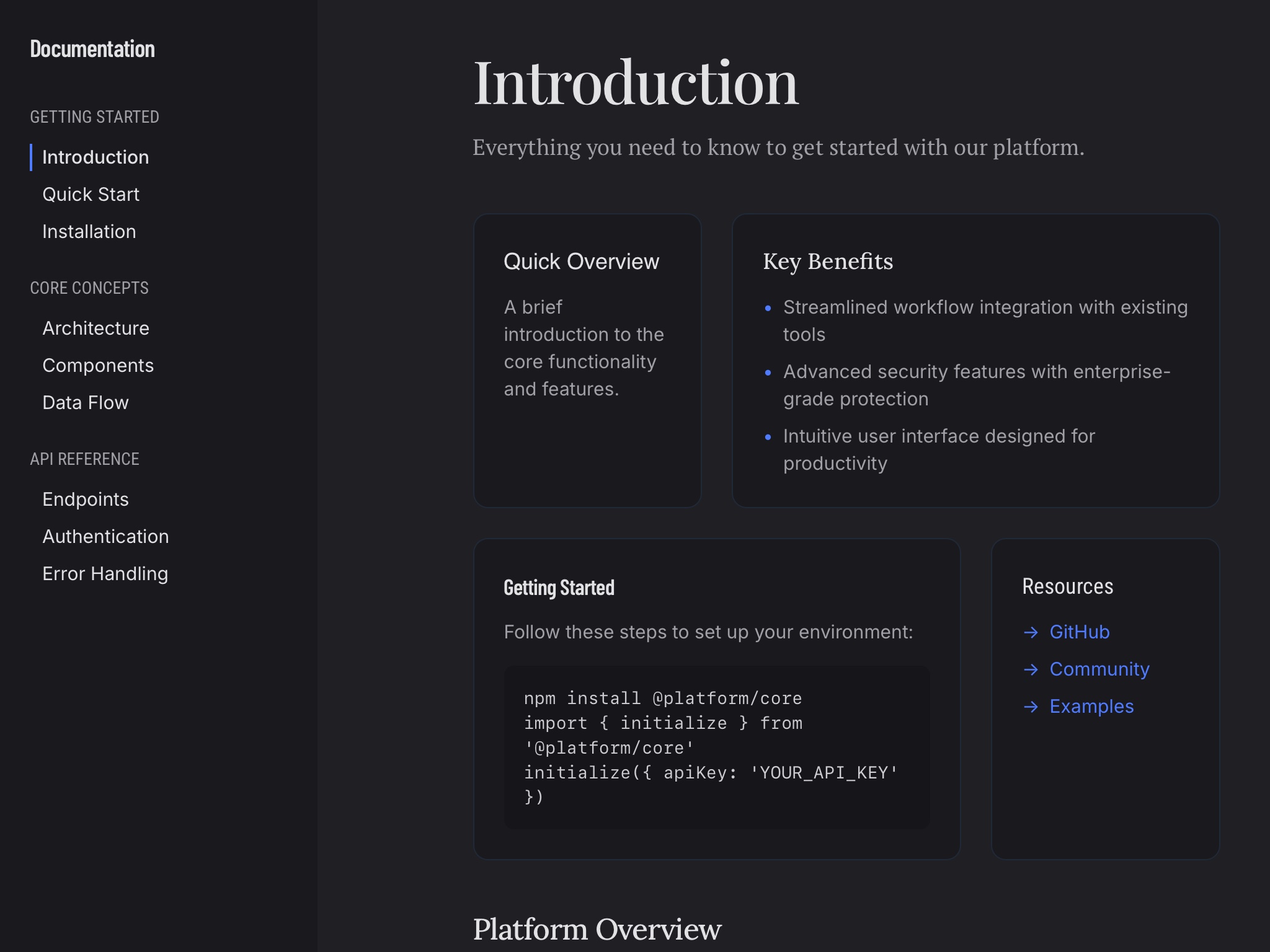 Preview for Responsive Documentation Sidebar UI