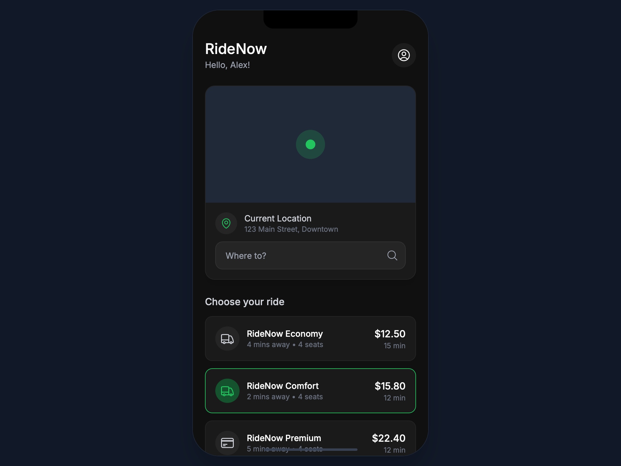 Preview for Taxi Booking Interface with Map
