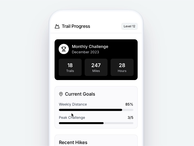 Preview for Trail Progress Tracking Interface