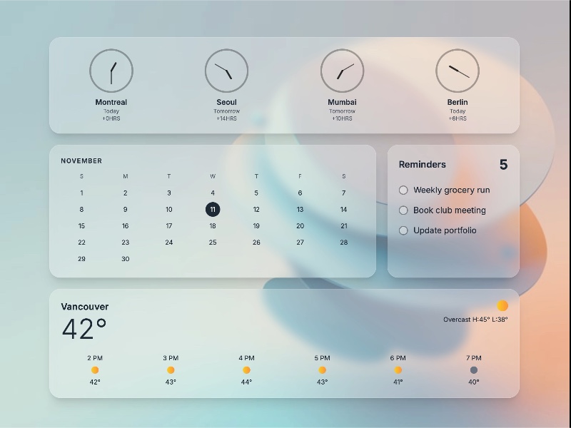 Preview for World Time and Reminder Dashboard