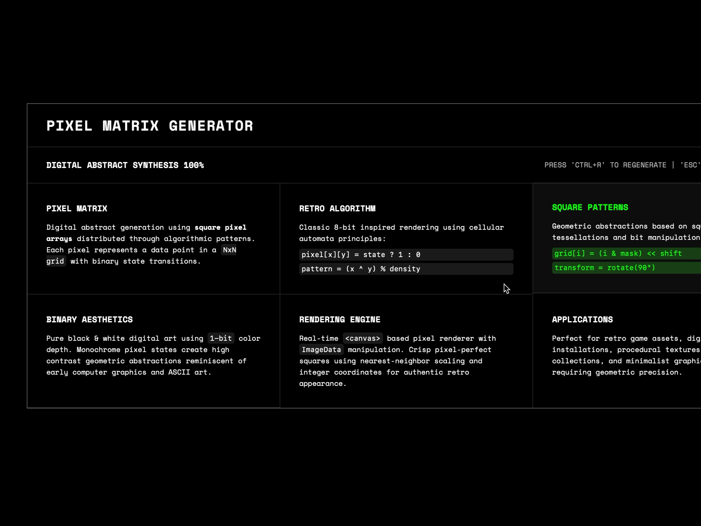 Preview for Pixel Matrix Pattern Generator UI