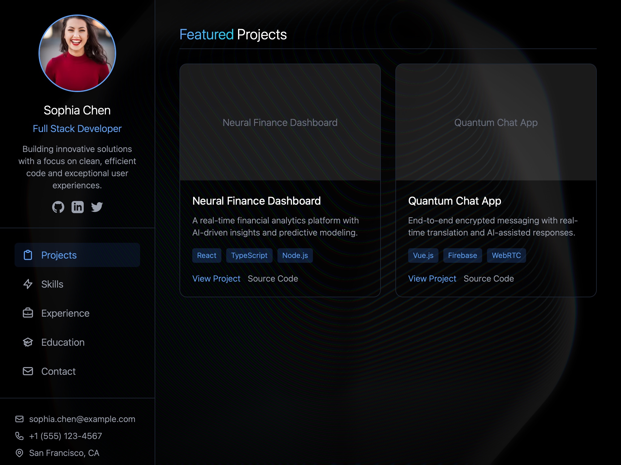 Preview for Developer Portfolio Layout