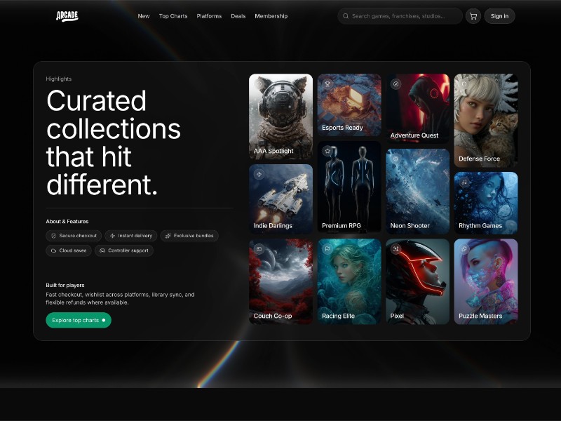 Preview for Arcade Console Game Store Landing Page Template
