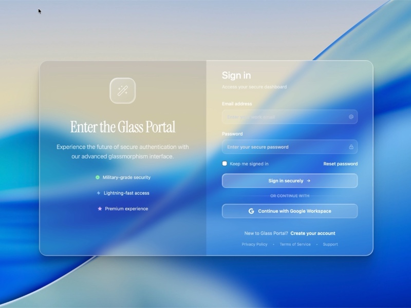 Preview for Glassmorphism Sign-In Interface