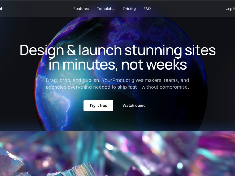 Preview for Interactive 3D Background Website UI