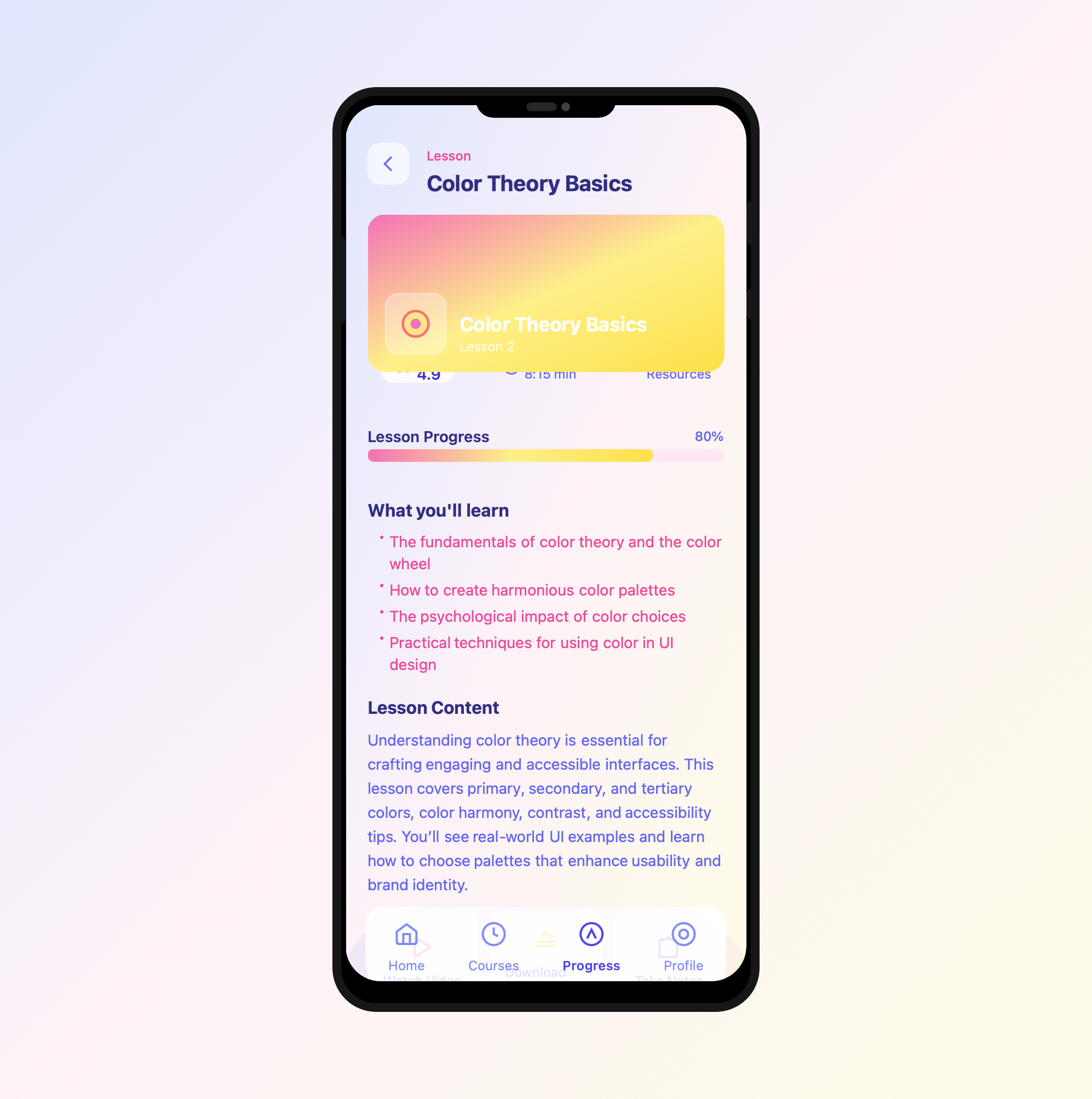 Preview for Color Theory Lesson Interface