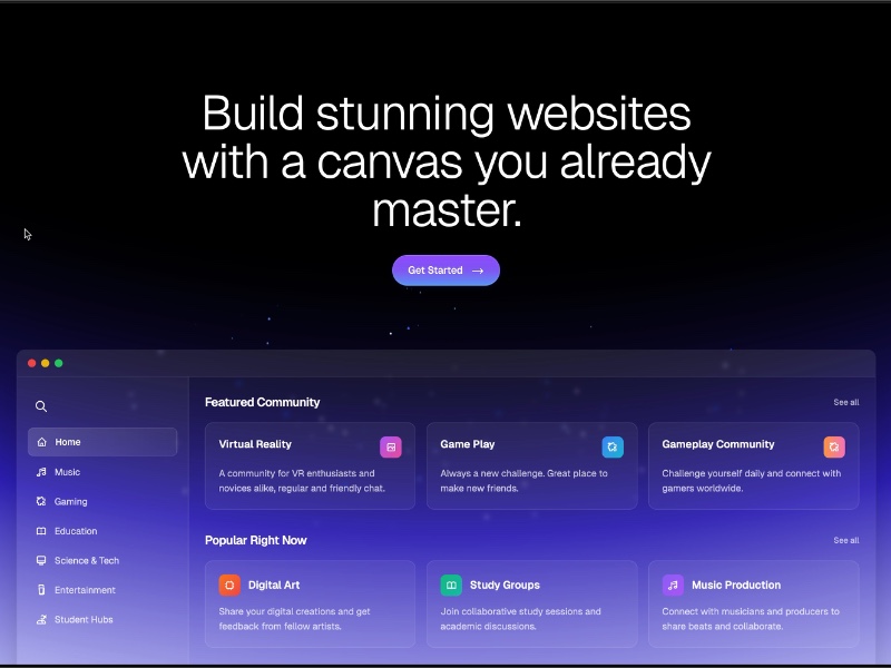 Preview for Interactive 3D Canvas Landing UI