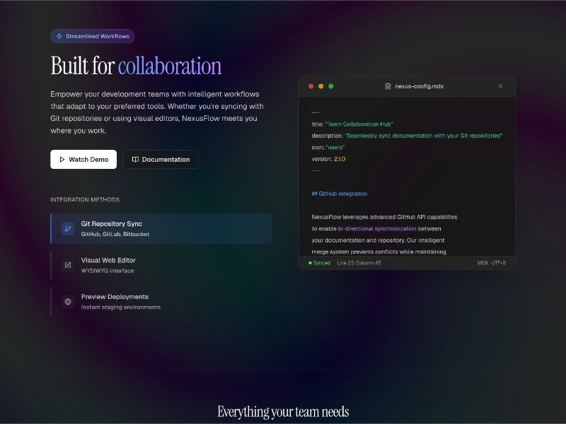 Preview for Collaboration Workflow Hero Section