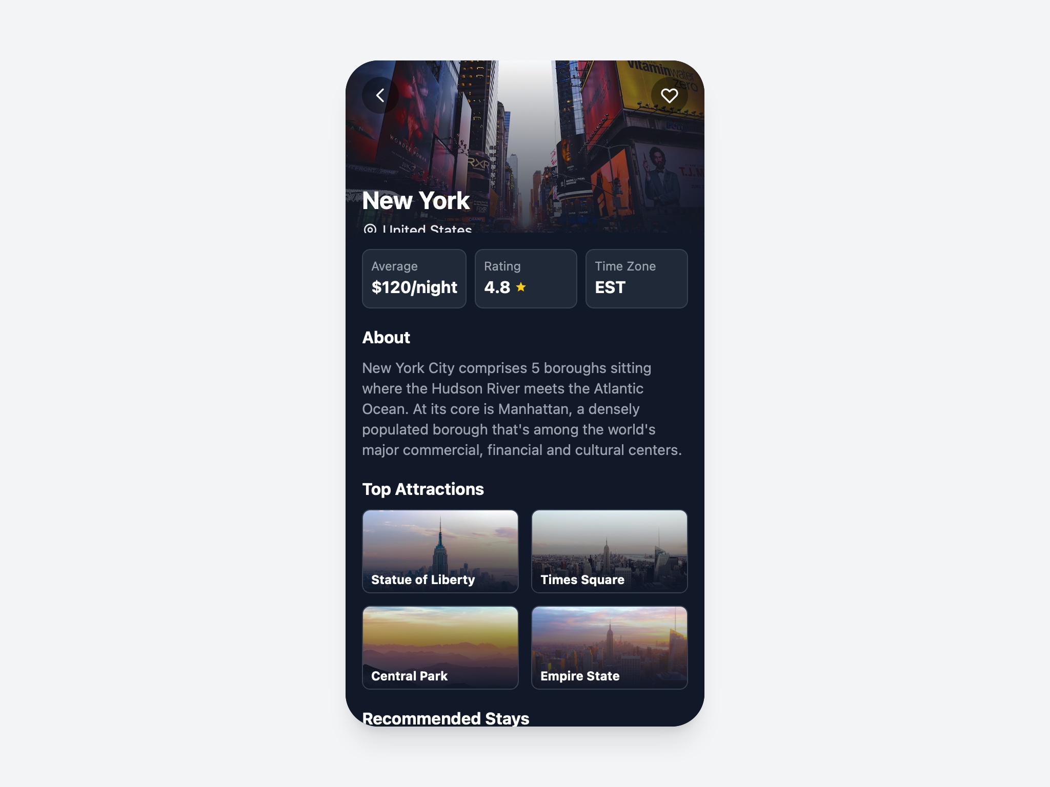 Preview for City Travel Info Card UI
