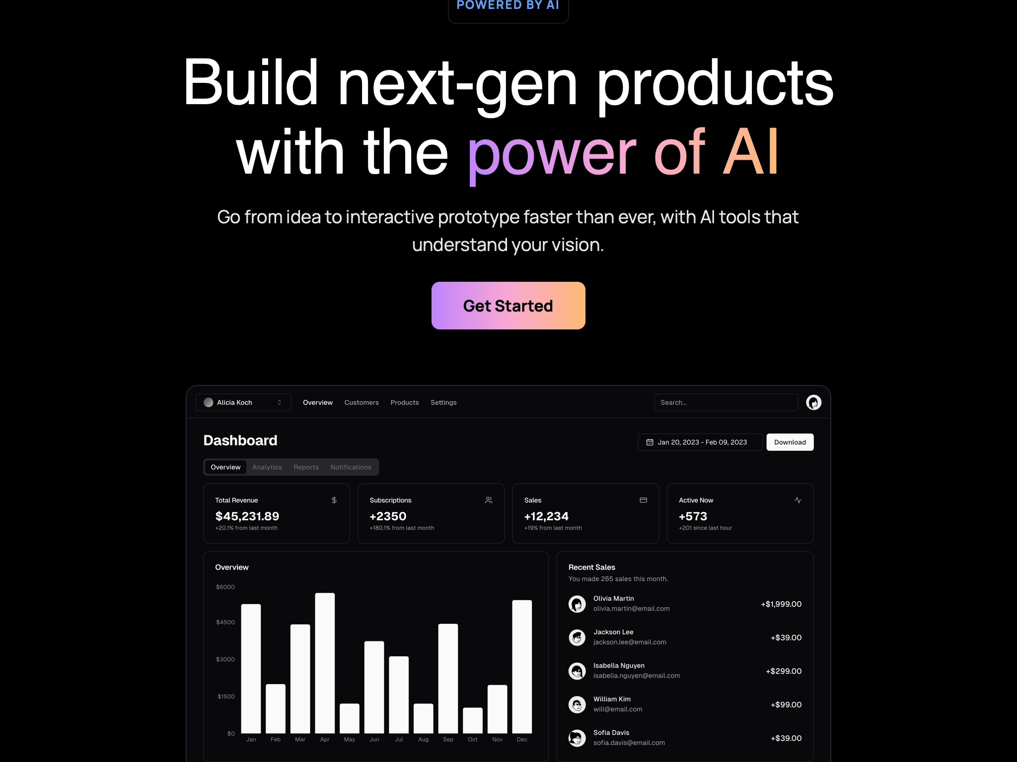 Preview for AI-Powered Product Prototype UI