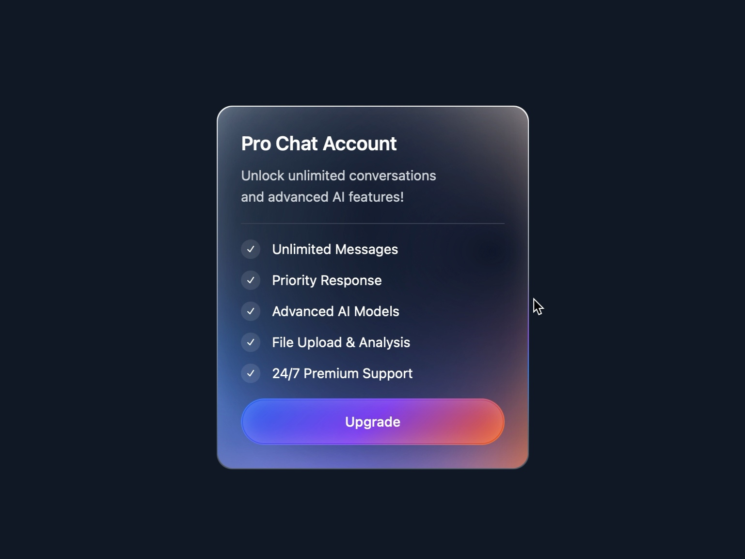 Preview for Chat Account Features Panel